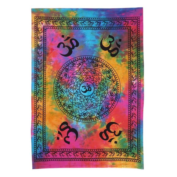 Oussum Om Multicolor Tie Dye Tapestry Wall Hanging Home Décor Ceiling Decorative - Picture 3 of 5